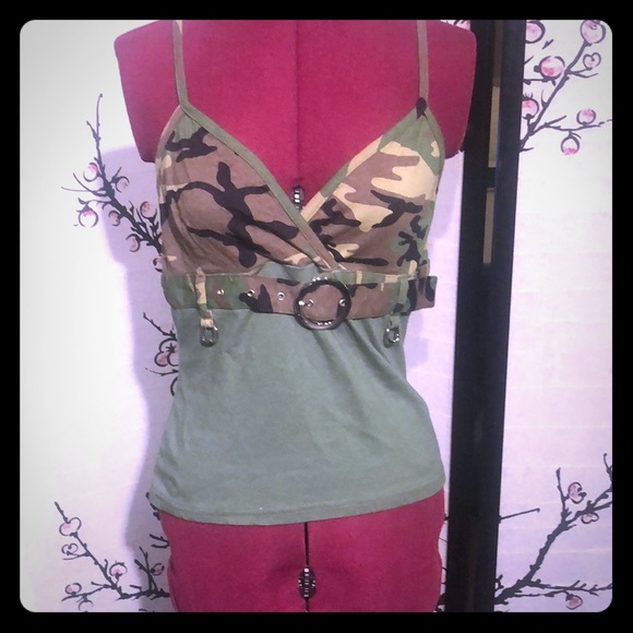 Spaghetti strap army tank - Picture 1 of 3